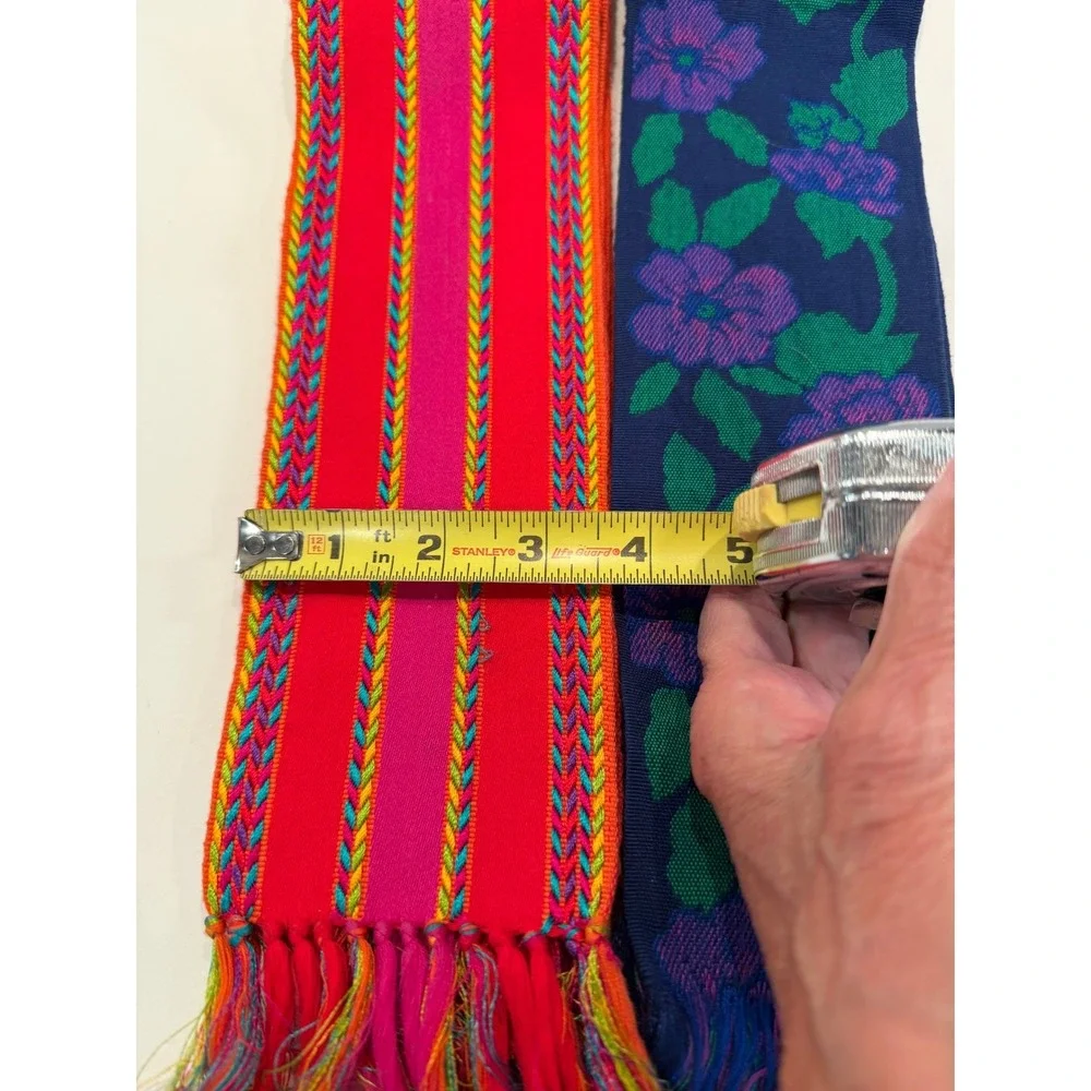 Unbranded Woven‎ Sash Belt Set Womens OS Multicolor Floral Striped Boho Fringe